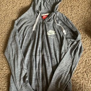 Gray Nike hooded zip-up sweatshirt